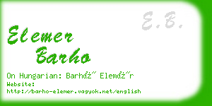 elemer barho business card